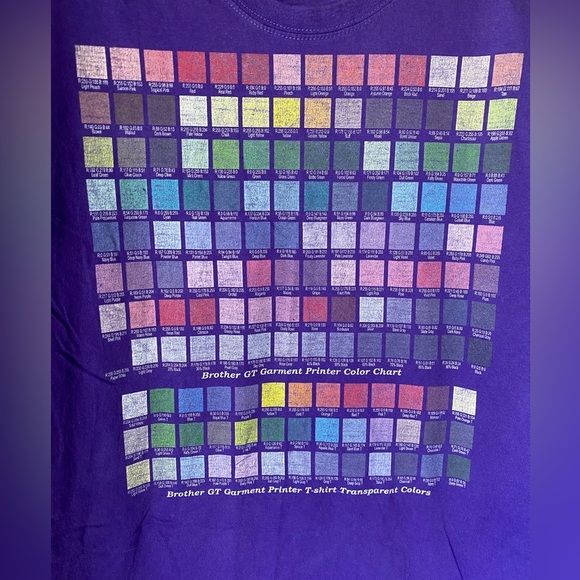 Vintage Brother GT Garment Printer Color Chart Purple Tee 90s Y2K M/L - Picture 3 of 4